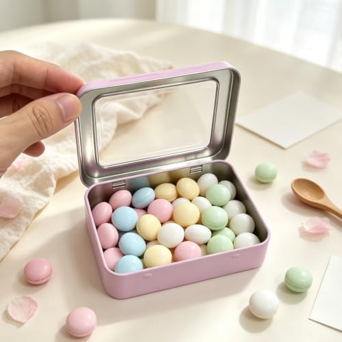 24 Pack Metal Storage Organizer Tins, Pink, 4.5 x 3.3 x 0.87 inches - Image 4