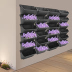 24-Pot Vertical Wall Planter, Self-Watering Stackable Planters for Indoor & Outdoor Use, Perfect for Herbs, Flowers & Vegetables (24, Black) by Okasiki