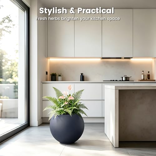 Kante Accent Round Sphere Charcoal Concrete Planter 11" Dia, Outdoor - Image 4