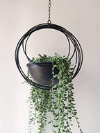 RISEON Boho Metal Plant Hanger,Metal Geometric Hanging Planter, Modern Planter, Mid Century Air Plant Holder Stand, Minimalist Planter for Indoor Outdoor Home Wedding Decor (Black) by YISSEN