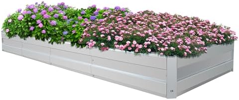 Galvanized Raised Garden Bed, Metal Planter Box, Steel Plant Raised Garden Bed Kit, Planter Boxes Outdoor for Growing Vegetables,Flowers,Fruits,Herbs,and Succulents,10.9 * 3 * 1 FT,Silver by RIGMEC
