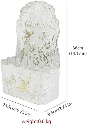 BIG FORTUNE Metal Wall Mount Planter Wall Vases for Flowers Shabby Chic Decor for Rustic Farmhouse Outdoor Decor (White) - Image 2