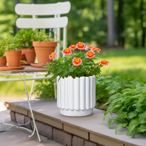 Ceramicfor Ceramic Plant Pot, 9.6 Inch, White - Image 2