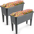 Yungyan 2 Pcs Self Watering Raised Garden Bed with Water Level Indicator, 13.2 Gallon Elevated Plastic Planter Box for Vegetables, Herbs, Flowers, Outdoor, Indoor(Gray,2 Pcs) by Yungyan