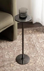Kate and Laurel Pianka Decorative Modern Pedestal Round Drink Table, 7 x 7 x 22, Gunmetal, Cast Aluminum Mini Table with Organic Tabletop Shape for Use as Small Plant Stand or Living Room Accent - Image 4