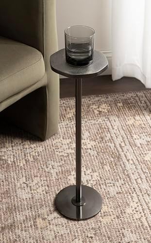 Kate and Laurel Pianka Decorative Modern Pedestal Round Drink Table, 7 x 7 x 22, Gunmetal, Cast Aluminum Mini Table with Organic Tabletop Shape for Use as Small Plant Stand or Living Room Accent - Image 4