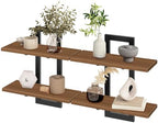 HOOBRO Floating Shelves, 15 Inch Wall Shelf Set of 2, Wall Mounted Storage Shelves 2-Tier, Hanging Bathroom Shelves, for Living Room, Bedroom, Bathroom, Kitchen, Walnut and Black BH32BJ01 - Image 5
