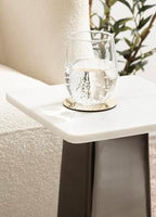 Kate and Laurel Quinley Modern Square Marble Drink Table, 10 x 10 x 22, White Marble and Gray Gunmetal, Contemporary Marble Pedestal Table for Use as Living Room Plant Stand or Bedroom Mini Table - Image 5