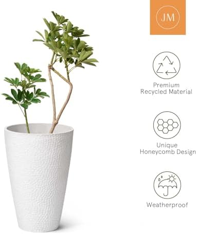 LA JOLIE MUSE Tall White Planter for Indoor Plants,20 Inch Tall Round Planter, Modern Flower Pot Containers,Large Decorative Tree Plant Pot,1 Pack - Image 6