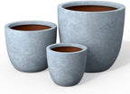 Kante 3-Pack 18" 14" 10" W Round Blue Gray Concrete Planters by Unknown