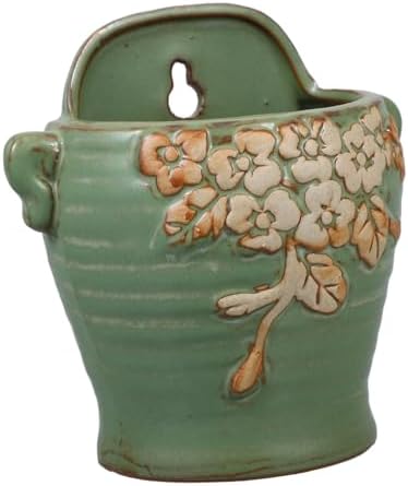 Yardwe Vintage Ceramic Wall Planter Unique Hanging Flower Pot for Succulents Cacti Easy to Mount Decorative Wall Vase Retro Flower Decor for Spaces by YARDWE