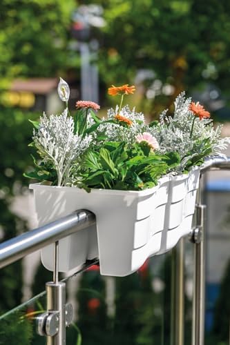 Ridge Rail Long Rectangular Flower Pot, White, 2 Pack - Image 4