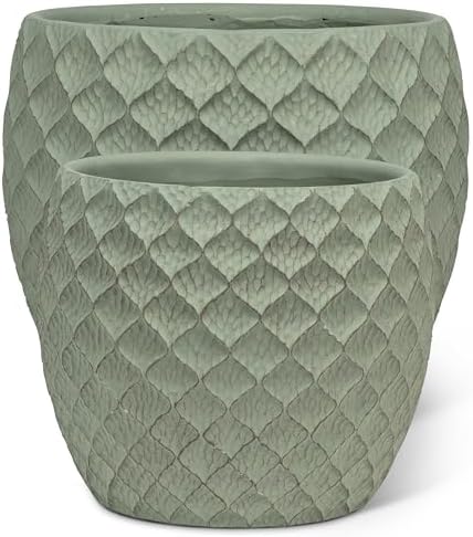 Abbott Collection Extra Large Deboss Leaf Planters, Set of 2 by AbbottCollection