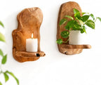 Wooden Wall Sconce Candle Holder, Rustic Wall Decor Set of 2 by JOLLYMER