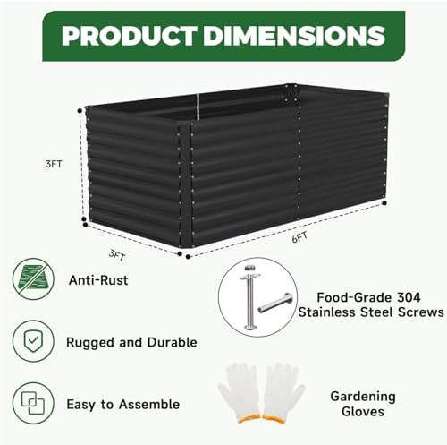 NAVINE 6x3x3ft Outdoor Metal Raised Garden Bed, Metal Planter Box, 2-Pack - Image 2