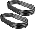 Land Guard 2Pcs Galvanized Raised Garden Bed Kit, Galvanized Planter Oval Large Metal Raised Garden Boxes Outdoor for Vegetables（Dark Grey） by LandGuard