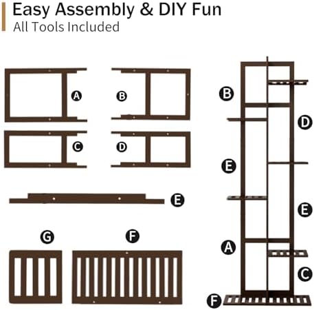 DolceLuna Plant Stand Indoor 6 Tier, Bamboo Plant Shelf Corner Flower Rack - Image 6