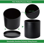 D'vine Dev Plastic Planter Pot with Saucer, 14 in, Black, 74-X-B-4 - Image 4