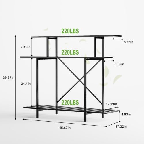 Zhongma 3 Tier Heavy Duty Plant Stand (L45.67 x W17.32 x H39.37) - Image 3