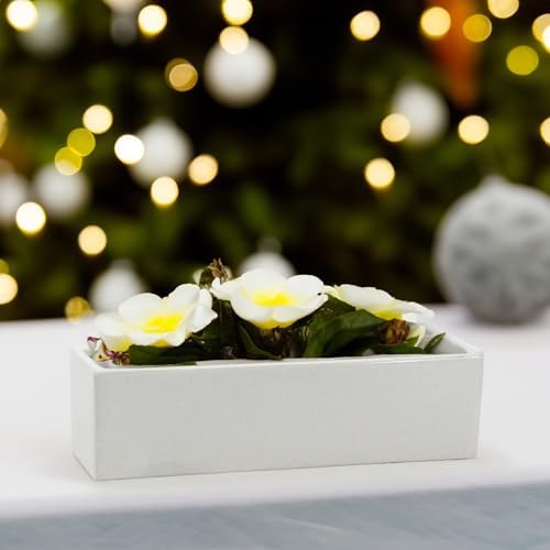 WGVI Long Rectangle Ceramic Planter Vase in White 14" x 4" x 4"H, Rectangular Box Block Terrarium Pot, Flower Arrangement, Tabletop Centerpiece, Home Decor Organization Storage Container, 4 Pcs. - Image 6