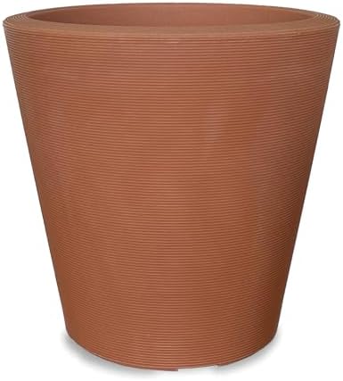 Crescent Garden Madison Planter– Weather-Resistant, Double Walled Indoor/Outdoor Plant Pot with Drain Hole – Durable All-Season Plastic Flower Container, 16" W (Terracotta-Colored) by CrescentGarden