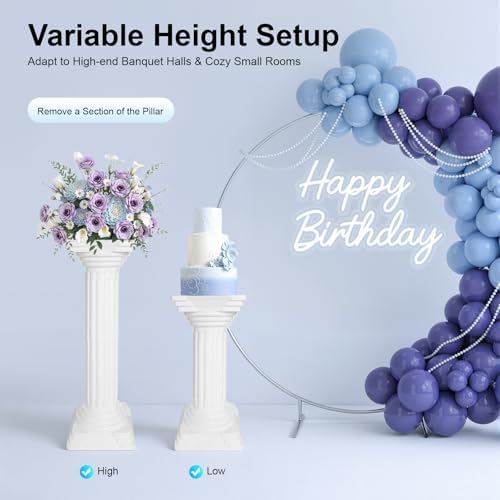 Roman Columns 4 Pcs 33.86" Adjustable Height Plastic Wedding Stand Roman Pillar Greek Column Plant Stand Elegant Wedding Event Party Decorative Pedestal Flower Holder (Type E, 4Pcs, 11.4x31.5 Inch) - Image 3