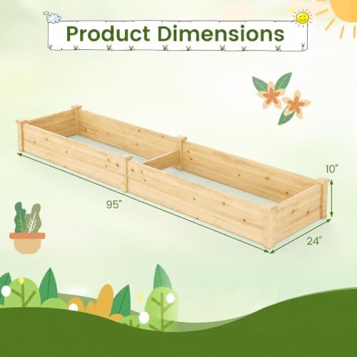 GIANTEX 95" Wooden Raised Garden Bed, Rectangular Planter Box, Natural - Image 7