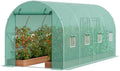 VEVOR Walk-in Tunnel Greenhouse, 14.6x6.4x6.3 ft Hoop House Greenhouse Tunnel, Plant Hot House with Galvanized Steel Frame, Green PE Cover, Roll-up Zipper Door and 8 Windows for Outdoor by VEVOR