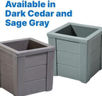 Step2 Lakewood Square Planter Box, Outside All-Season All-Weather Gardening Pot for Patio and Front Porch, Dark Cedar, 2-Pack - Image 7
