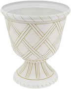 Arcadia Garden Products PL61BG Lattice Plastic Garden Urn, Classic Decorative Garden Pot Planter for Indoor and Outdoor Plants, Beige - Image 2