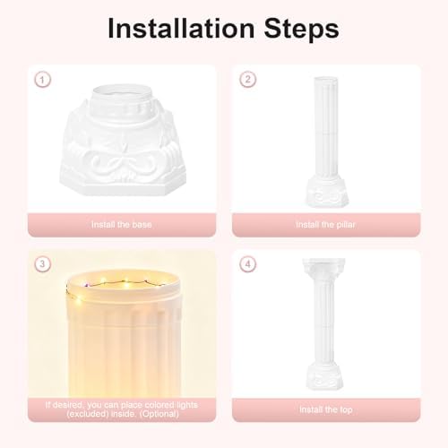 4PCS Plastic White Wedding Party Roman Pillar, Wedding Pillars, Flower Pot Columns and Pillars, Artistic Roman Column Statue Event Decor, 10.63 * 34.65in (4) - Image 3
