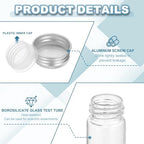 PATIKIL 80ml Test Tubes with Caps, 24Pcs 30x150mm Glass Clear Flat Bottom Test Tube Containers with Plastic Cap for Bead Party Candy Bath Salt Storage Scientific Experiment Plant(Silver) - Image 3