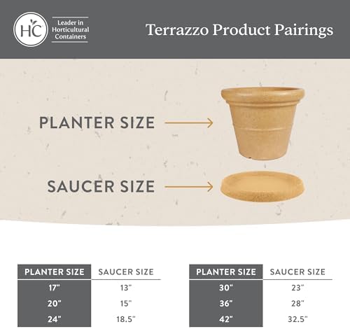 The HC Companies 42 Inch Terrazzo Extra Large Round Planter - Rolled Rim Weather Resistant Decorative Plastic Plant Pot with Drainage for Indoor Outdoor Use, Black - Image 6