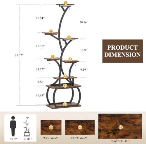 ikkle 8-Tier 62" Metal Plant Stand Indoor with Full-Spectrum Grow Lights. - Image 6