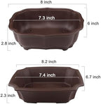 MUZHI 2 Pack 8" Unglazed Ceramic Bonsai Tree Pot Training Planter with Drainage Wiring Hole, Breathable Handmade Zisha Pottery Growing Plant Pot with Mesh Drip Tray Indoor Outdoor - Image 2