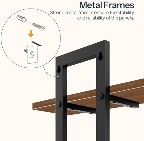 HOOBRO Floating Shelves, 15 Inch Wall Shelf Set of 3, Wall Mounted Storage Shelves 2-Tier, Hanging Bathroom Shelves, for Living Room, Bedroom, Bathroom, Kitchen, Walnut and Black BH32BJP301 - Image 6