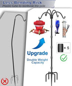 Upgrade 4-Hook Shepherds Hooks for Outdoor with Plastic Tube, 92" Heavy Duty Bird Feeder Pole with 5 Prongs Base, Adjustable Garden Hook for Solar Light, Hanging Plant, Wedding Decor, 1 Pack - Image 2