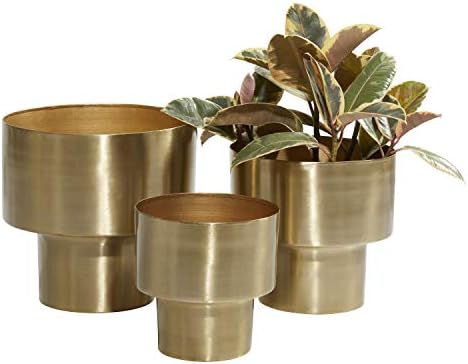 deco 79 Metal Planter, Set of 3 Planter 7", 8", 10" H, Gold by Unknown