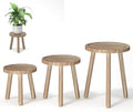 3-Pack Wood Plant Stands Indoor, Single Plant Stand for 6-12 Inch Pots, Mid-Century Modern Plant Stool, Tall Plant Stand for Large Plants for Living Room, Balcony, Office (Light Brown by Unknown