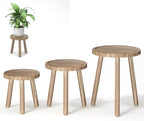 3-Pack Wood Plant Stands Indoor, Single Plant Stand for 6-12 Inch Pots, Mid-Century Modern Plant Stool, Tall Plant Stand for Large Plants for Living Room, Balcony, Office (Light Brown by Unknown