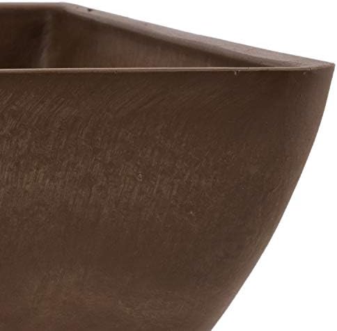 PSW Pot Collection 12x6 inch Plastic/Stone/Wood Composite Square Planter – No Drainage Hole (Drillable), Modern Indoor/Outer Pot for Flowers, Foliage, Succulents, Fairy Gardens, Chocolate - Image 3
