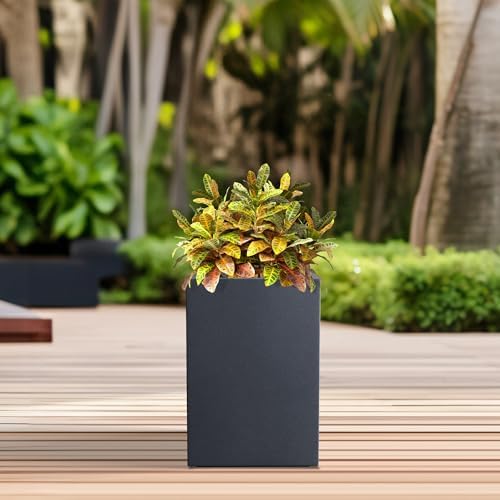 Kante Small Tall Square Charcoal Concrete Planter 13" H, Outdoor - Image 4