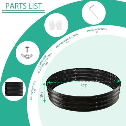 12 Inch Tall 60 Inch Diameter Round Black Raised Garden Bed Kits Outdoor - Image 2