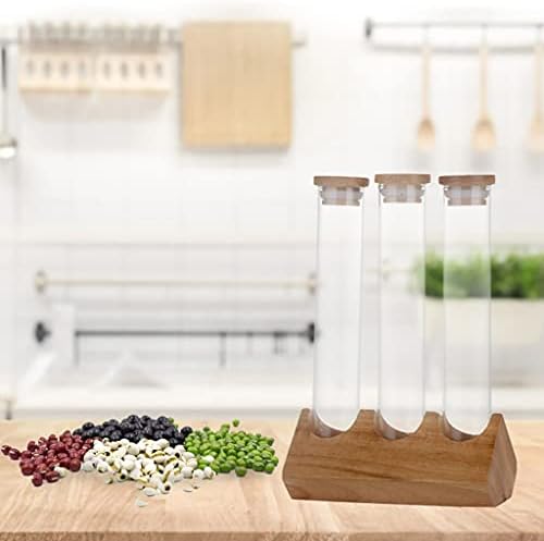 Cereals Canister Test Tubes with Sealed Wooden Caps Plant Propagation Glass Containers for Coffee and Tea Display and Scientific Experiments (3 Tubes) - Image 7