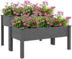 Outsunny 2 Tier Raised Garden Bed Elevated Wooden 2 Box Planter, Gray by Outsunny