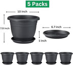 5 Packs 10 inch Flower Pots + Saucers, Large Indoor & Outdoor Pot - Image 2