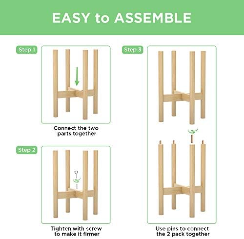 MUDEELA 2 Pack Indoor Plant Stands, 2 Tier Tall Plant Stand 30 inches, Mid Century Bamboo Plant Stand, Adjustable Width 8 - 12 inches, Fits Pot Size of 8 9 10 11 12 inches Pot & Plant Not Included, Natural - Image 6