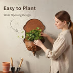Vintage Wall Hanging Planter with Embossed Pattern, 22 Inch Rustic Distressed Iron Decorative Pot, Space Saving Wall Mount Pot for Indoor Outdoor Farmhouse Patio Porch Entryway Decor(A3206) - Image 3
