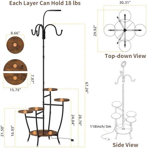 BACEKOLL Plant Stand with Grow Lights 5 Tier Tall Indoor Plant Shelf 72" - Image 6