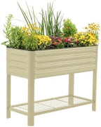 Vego garden Elevated Raised Garden Bed, 1.5' x 3.5' Outdoor Planters Boxes with Legs & Storage Rack for Patio, 500 Lbs Weight Capacity, Raised Beds for Gardening Herbs Vegetables, Pearl White by Unknown